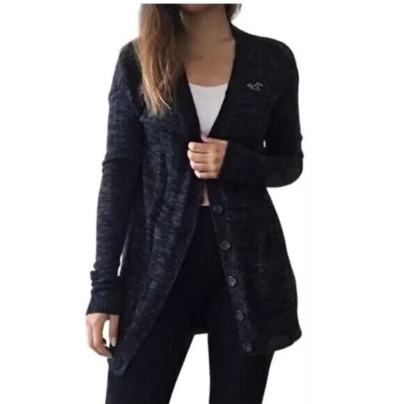 Vintage Y2K Hollister Cardigan S Navy Longline Cardigan  Academia Preppy School - Picture 1 of 7